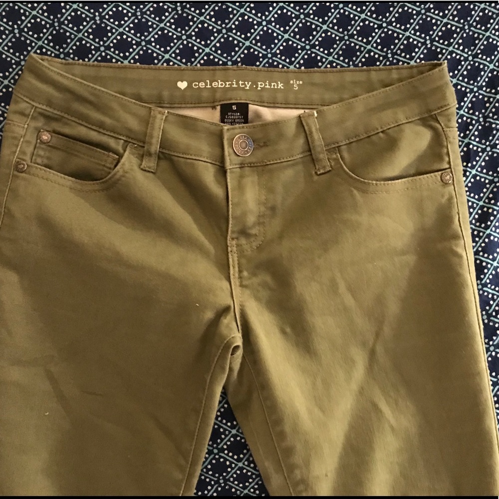 Celebrity Pink Olive green skinny jeans size 5